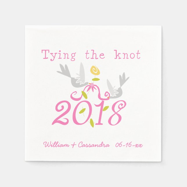 2018 Tying the Knot Wedding Date Customized Napkin (Front)