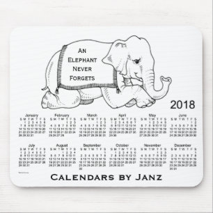 2018 White Elephant Calendar by Janz Mouse Pad