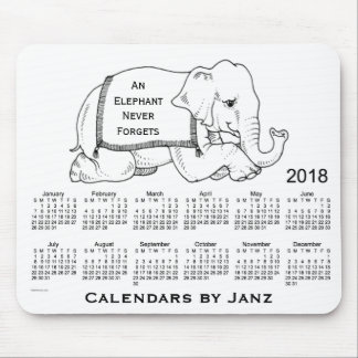2018 White Elephant Calendar by Janz Mouse Pad