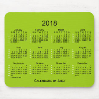 2018 Yellow Green 52 Weeks Calendar by Janz Mouse Pad