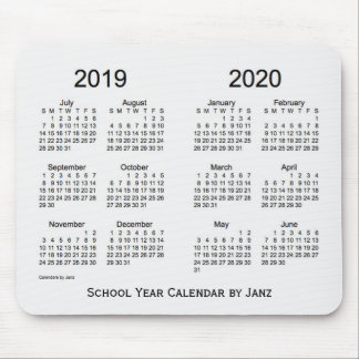 2019-2020 School Year White Smoke Calendar by Janz Mouse Pad
