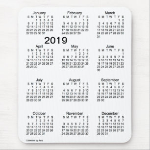 2019 Black and White Large Print Calendar by Janz Mouse Pad