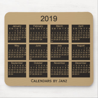 2019 Brown Calendar by Janz Mouse Pad