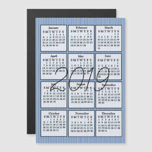 2019 Calendar Magnet Blue and White Stripes