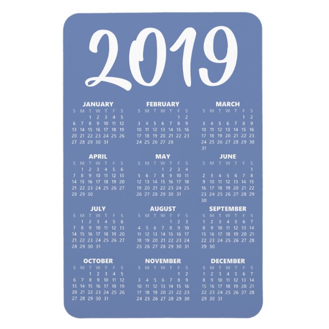 2019 Calendar Magnet - Blue Grey (Vertical)