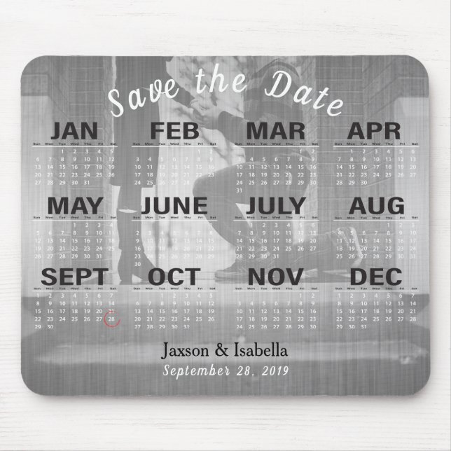 2019 Calendar Save the Date and DIY Photo Mouse Pad (Front)