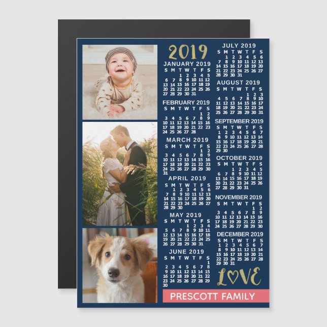 2019 Calendar (See Description for New Version)  Magnetic Invitation (Front/Back)