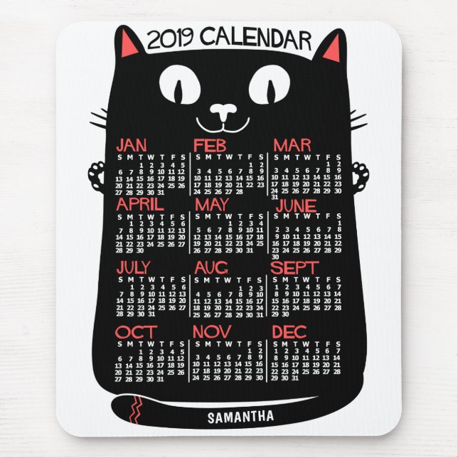 2019 Calendar (See Description for New Version)  Mouse Pad (Front)