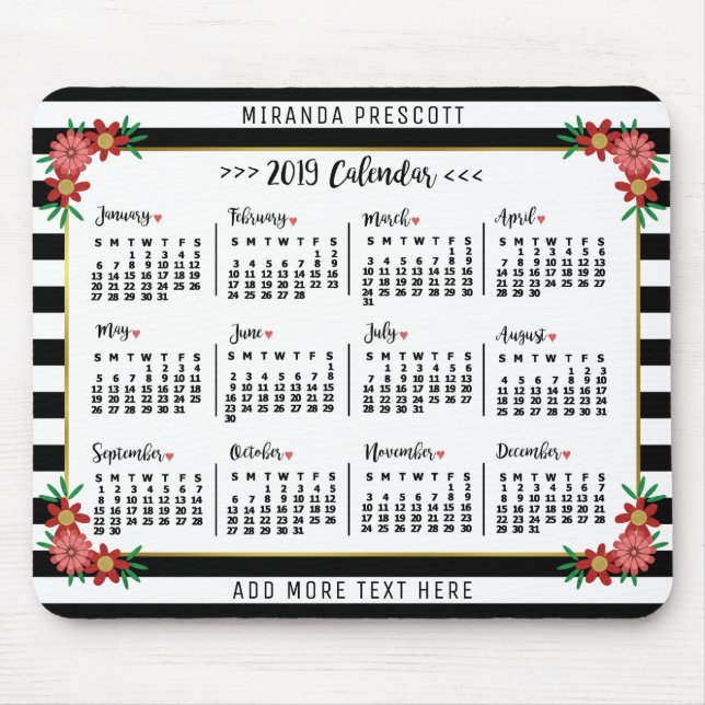 2019 Calendar (See Description for New Version)  Mouse Pad (Front)