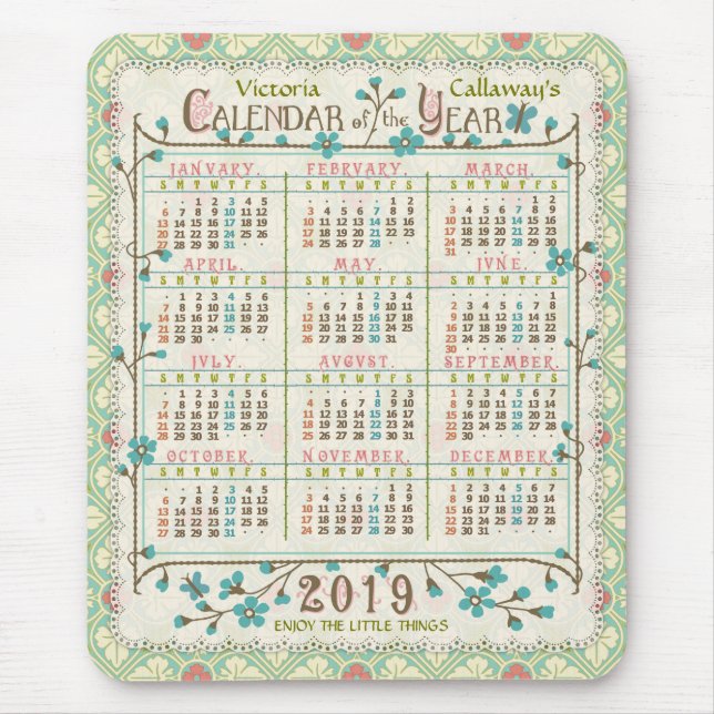2019 Calendar (See Description for New Version)  Mouse Pad (Front)
