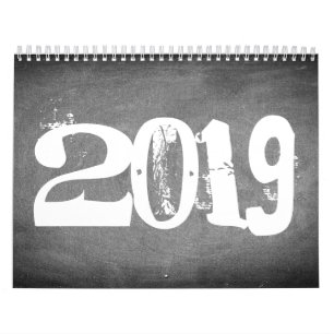 2019 Chalkboard Calendar Black and White Text