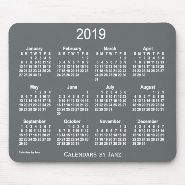 2019 Charcoal Calendar by Janz Mouse Pad (Front)