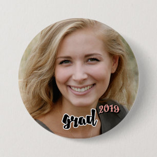 2019 Coral Grad Party Senior Photo Proud Parent 3 Inch Round Button