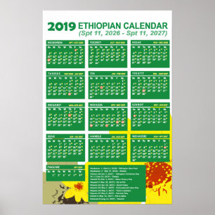 2019 Ethiopian New Year Calendar 2026/2027 Poster
