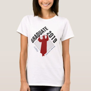 2019 Female Graduate with Name, Year and School T-Shirt