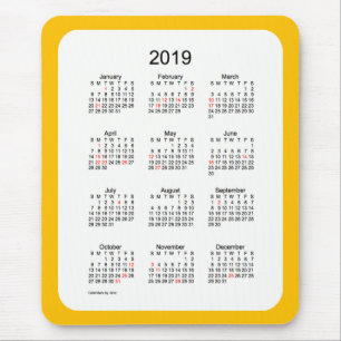 2019 Gold Holiday Calendar by Janz Mouse Pad