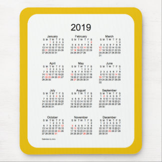 2019 Gold Holiday Calendar by Janz Mouse Pad