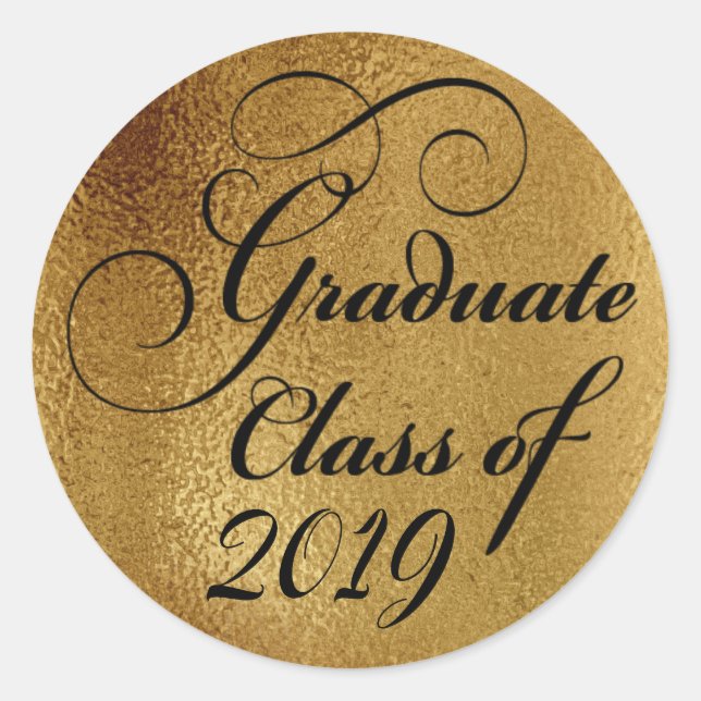 2019 Graduate Gold Graduation Party Thank You Classic Round Sticker (Front)