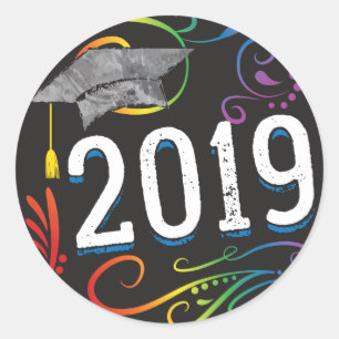 2019 Graduation Rainbow Swirl Sticker