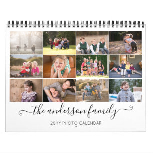 2019 Modern Rustic Chic Black Family Script Photo Calendar