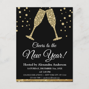 2019 New Year's Eve Party Champagne Glasses Postcard