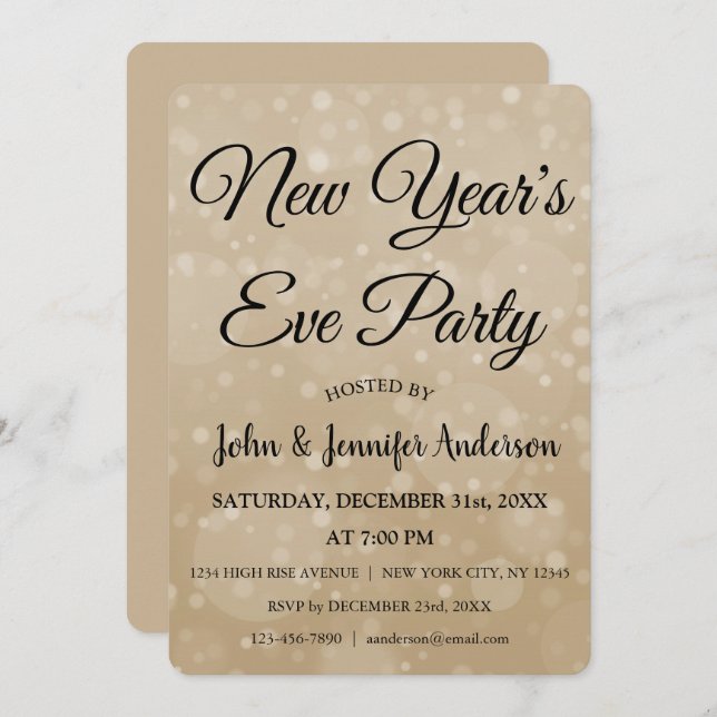 2019 New Year's Eve Party Faux Bokeh Invitation (Front/Back)