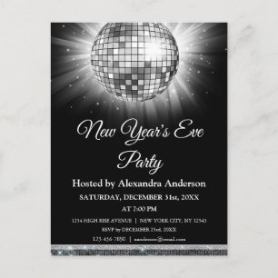 2019 New Year's Eve Party Silver Disco Ball Postcard