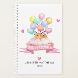 2019 Personalized Cute Fox Watercolor Balloons Planner