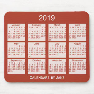 2019 Red Calendar by Janz Mouse Pad