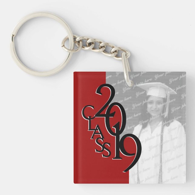 2019 Red Graduation Picture Keychain (Front)