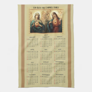 2019 Sacred Heart of Jesus & Mary Calendar Kitchen Towel