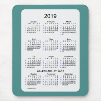 2019 Teal Smoke 52 Week Calendar by Janz Mouse Pad