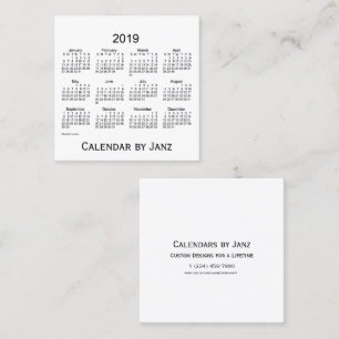 2019 White Calendar by Janz Square Business Card