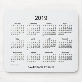 2019 White Smoke Calendar by Janz Mouse Pad