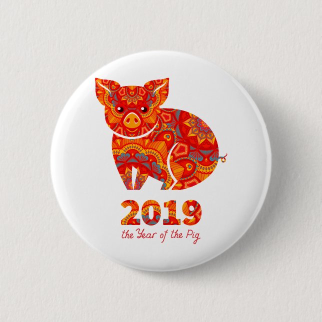 2019 Year of the PIG 2 Inch Round Button (Front)