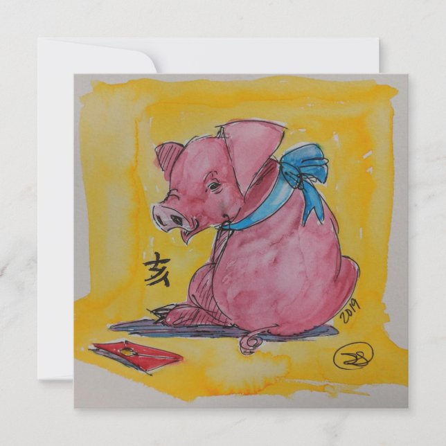 2019 Year of the Pig Greeting Card (Front)