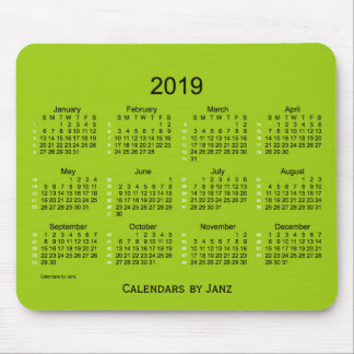 2019 Yellowgreen 52 Week Calendar by Janz Mouse Pad