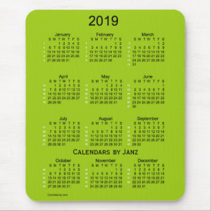 2019 Yellowgreen 52 Week Calendar by Janz Mouse Pad