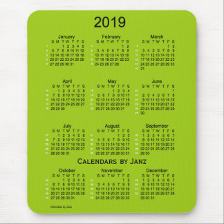 2019 Yellowgreen 52 Week Calendar by Janz Mouse Pad