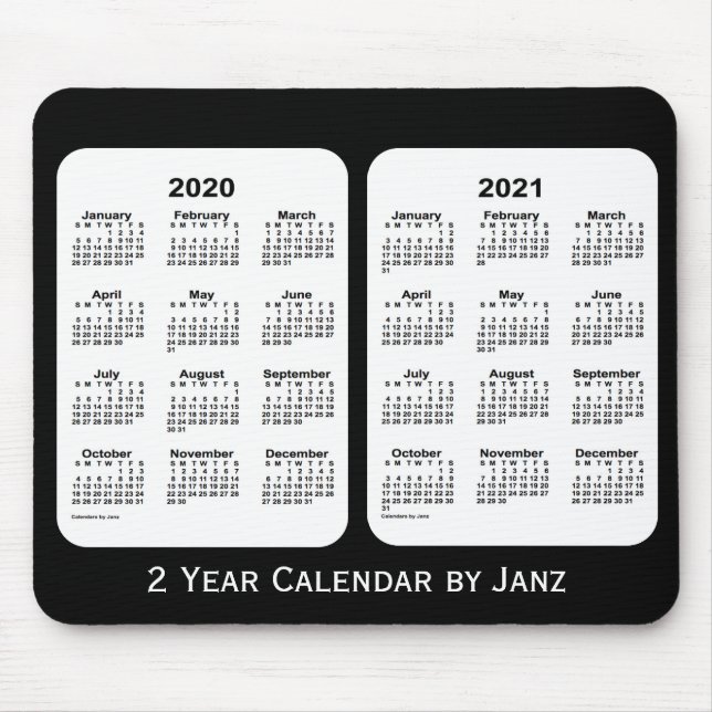 2020-2021 Black and  White 2 Year Calendar by Janz Mouse Pad (Front)