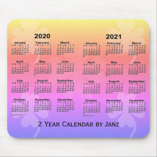 2020-2021 Rainbow Clovers 2 Year Calendar by Janz Mouse Pad