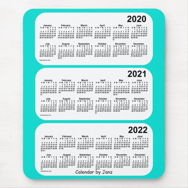 2020-2022 Turquoise 3 Year Calendar by Janz Mouse Pad (Front)