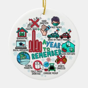 2020 A Year To Remember Highlights Christmas Tree Ceramic Ornament