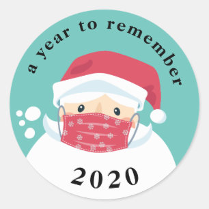 2020 A year to remember Masked Santa Classic Round Sticker