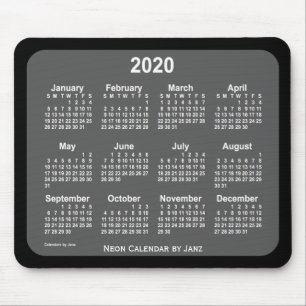 2020 Black Charcoal Calendar by Janz Mouse Pad