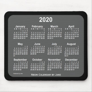 2020 Black Charcoal Calendar by Janz Mouse Pad