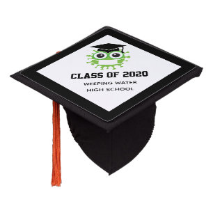 2020 Black White Custom Graduation Cap Topper