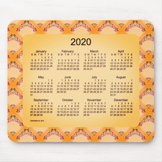 2020 Calendar by Janz Art Nouveau Sangria Mouse Pad (Front)