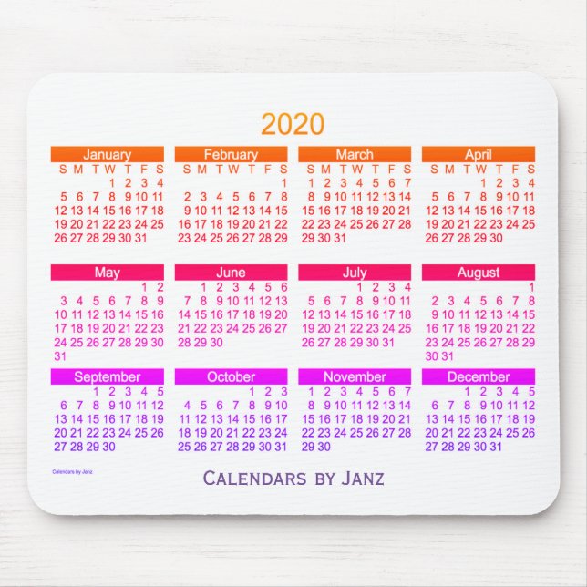 2020 Calendar by Janz Ipanema Bold Mouse Pad (Front)