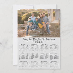 2020 Calendar Grey 2 Custom Photos Happy New Year Holiday Card
